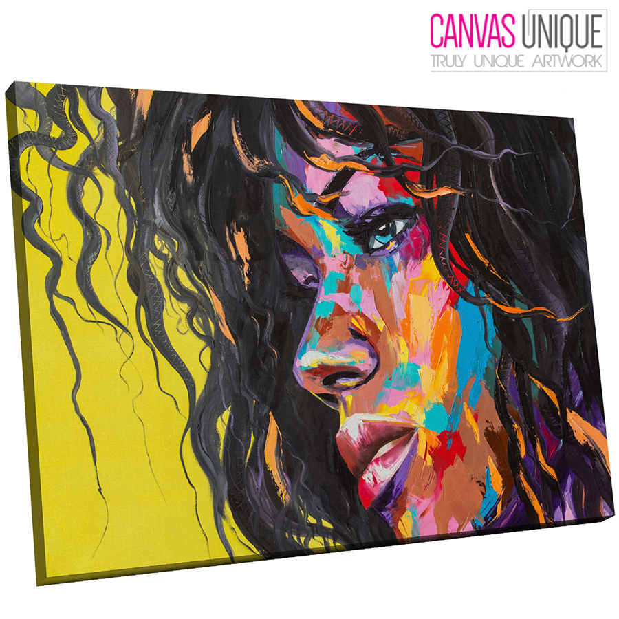 E189 Yellow Colourful Woman Face Modern Canvas Wall Art Large Picture Prints 