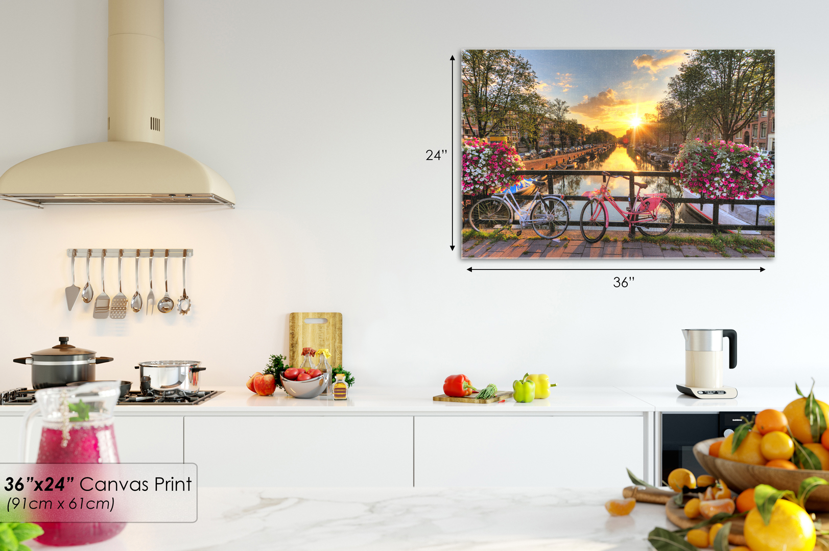 C455 Amsterdam Bicycle Bridge Canvas Wall Art Ready to Hang Picture Print 