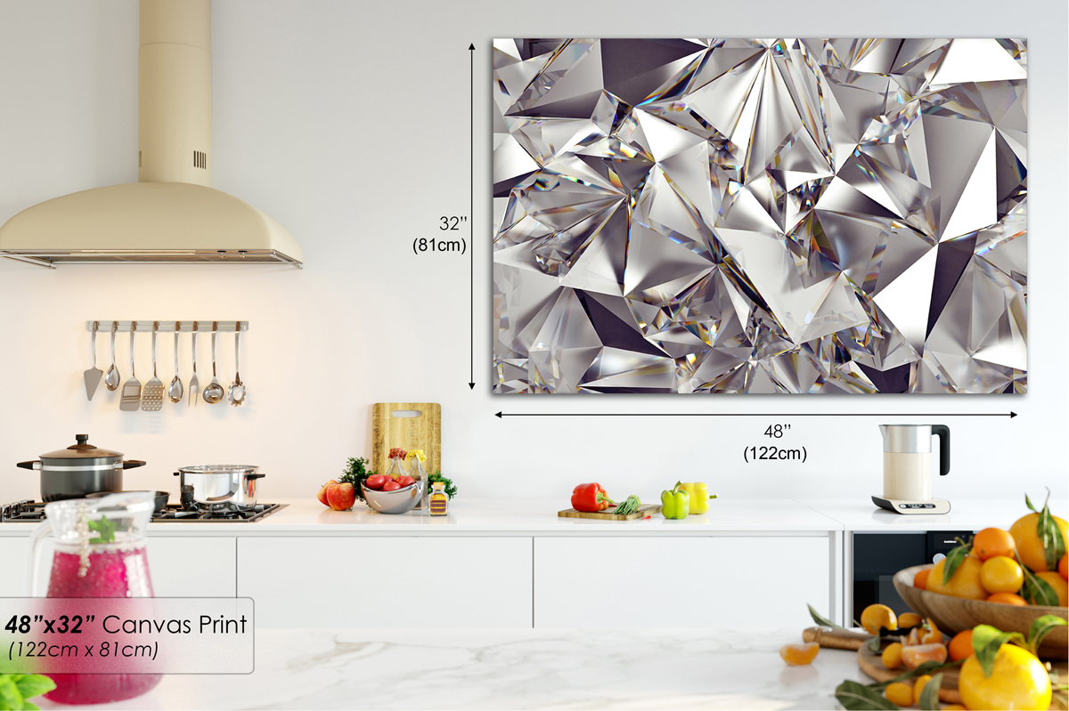 AB1572 silver shiny diamond metal Abstract Wall Art Picture Large Canvas Print 