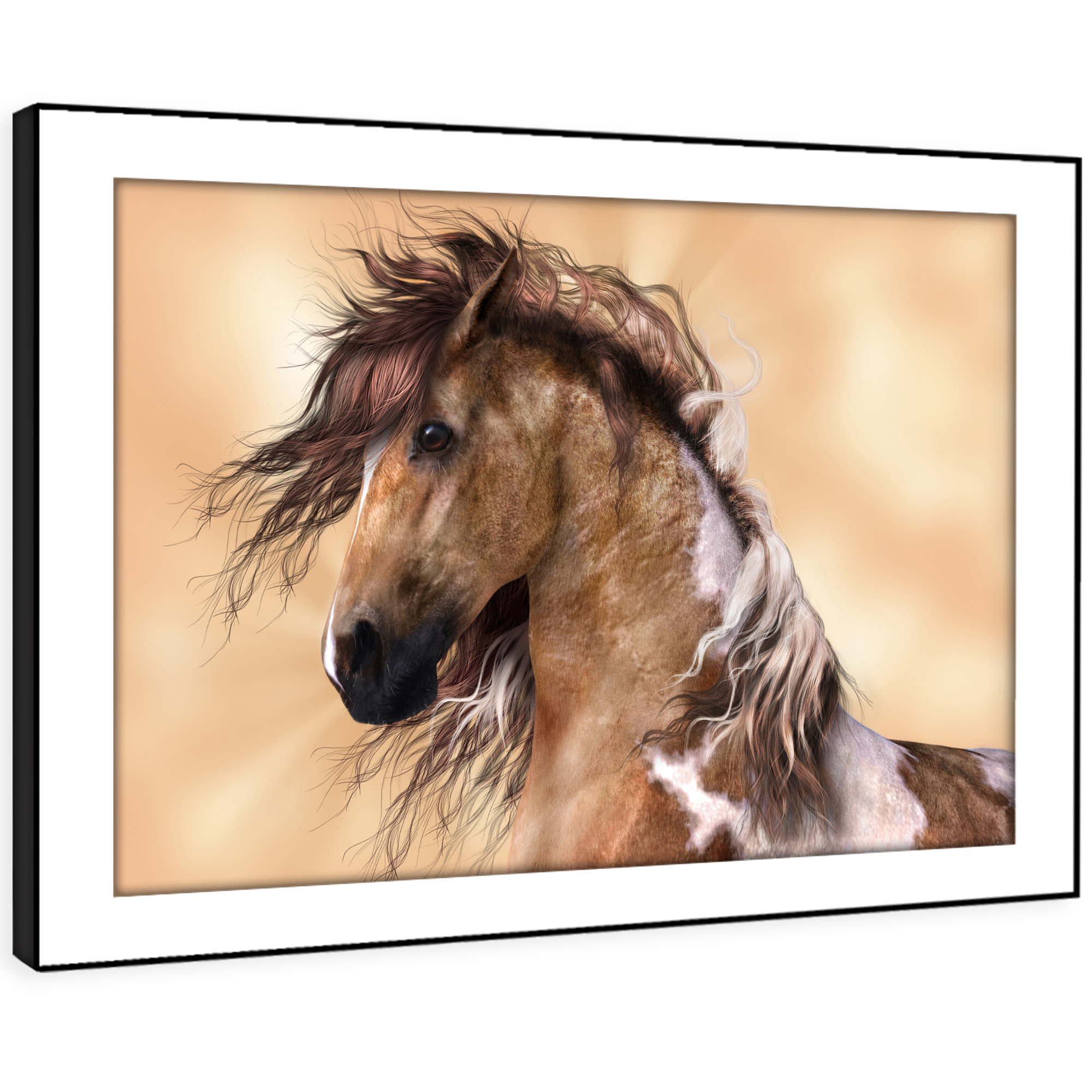 Horse Golden Sunset Brown Funky Animal Canvas Wall Art Large Picture Prints