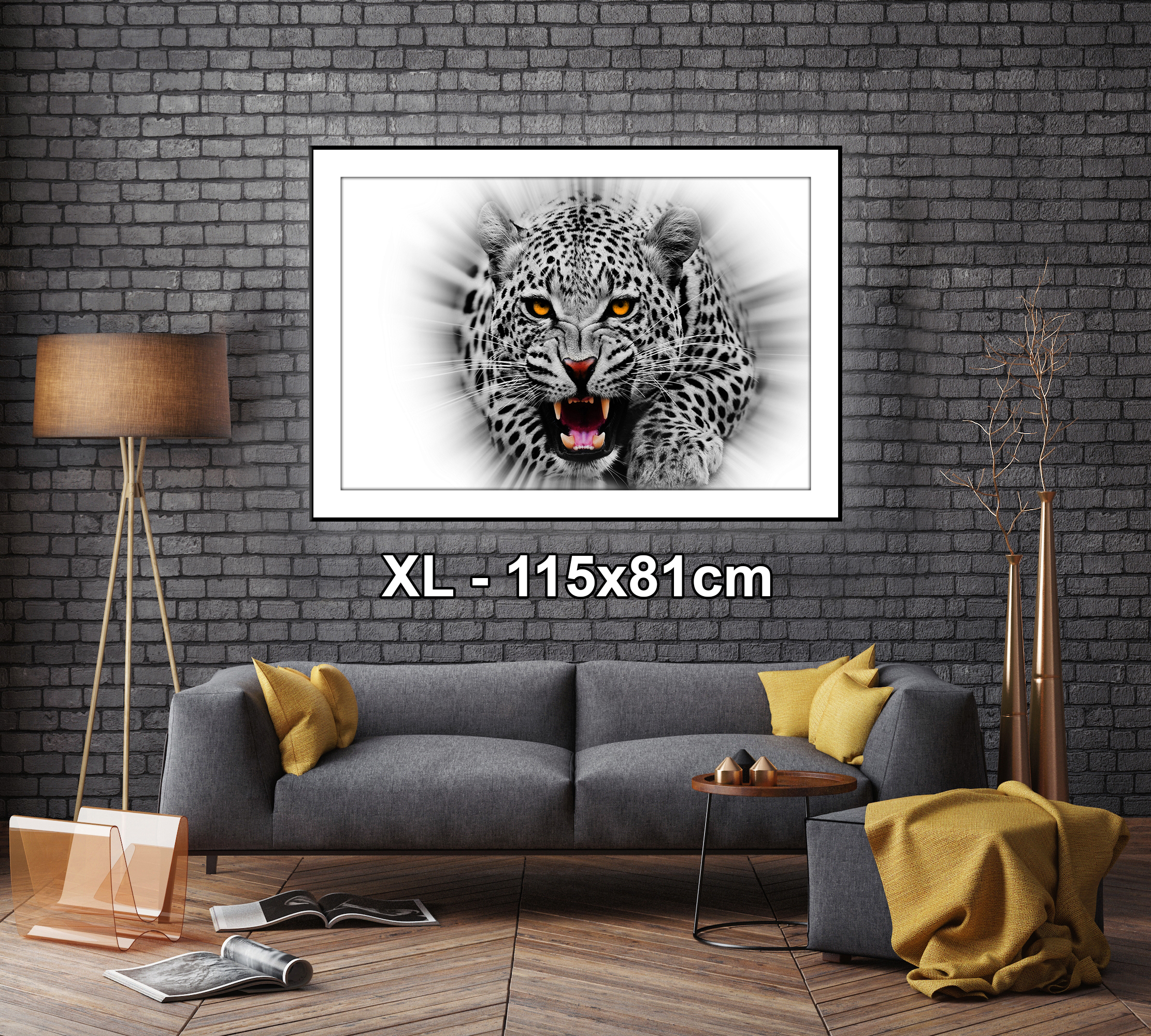 A647 Black White Leopard  Eyes Funky Animal Canvas Wall Art Large Picture Prints 