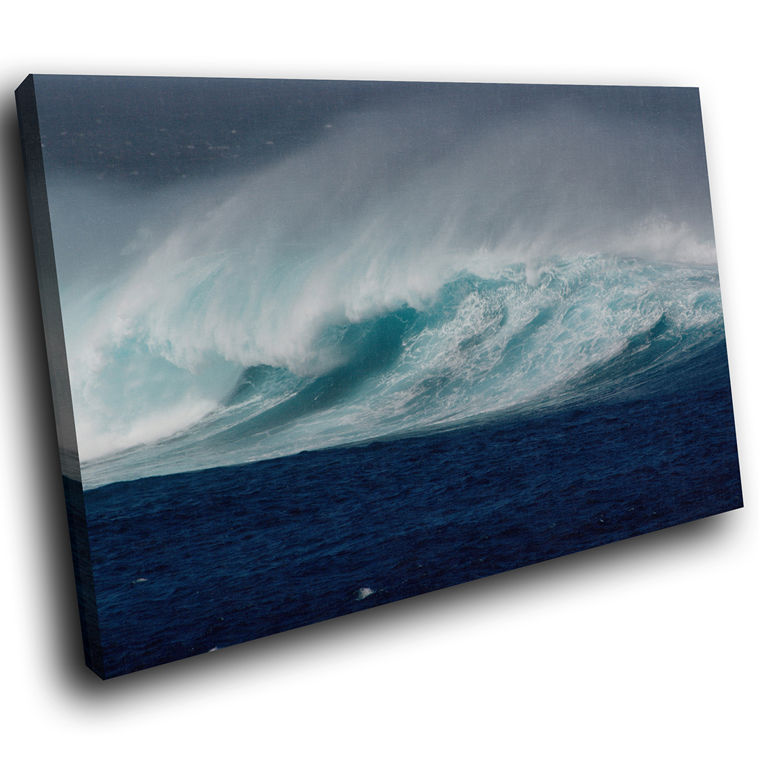 Blue Green White Wave Nature Scenic Canvas Wall Art Large Picture Prints