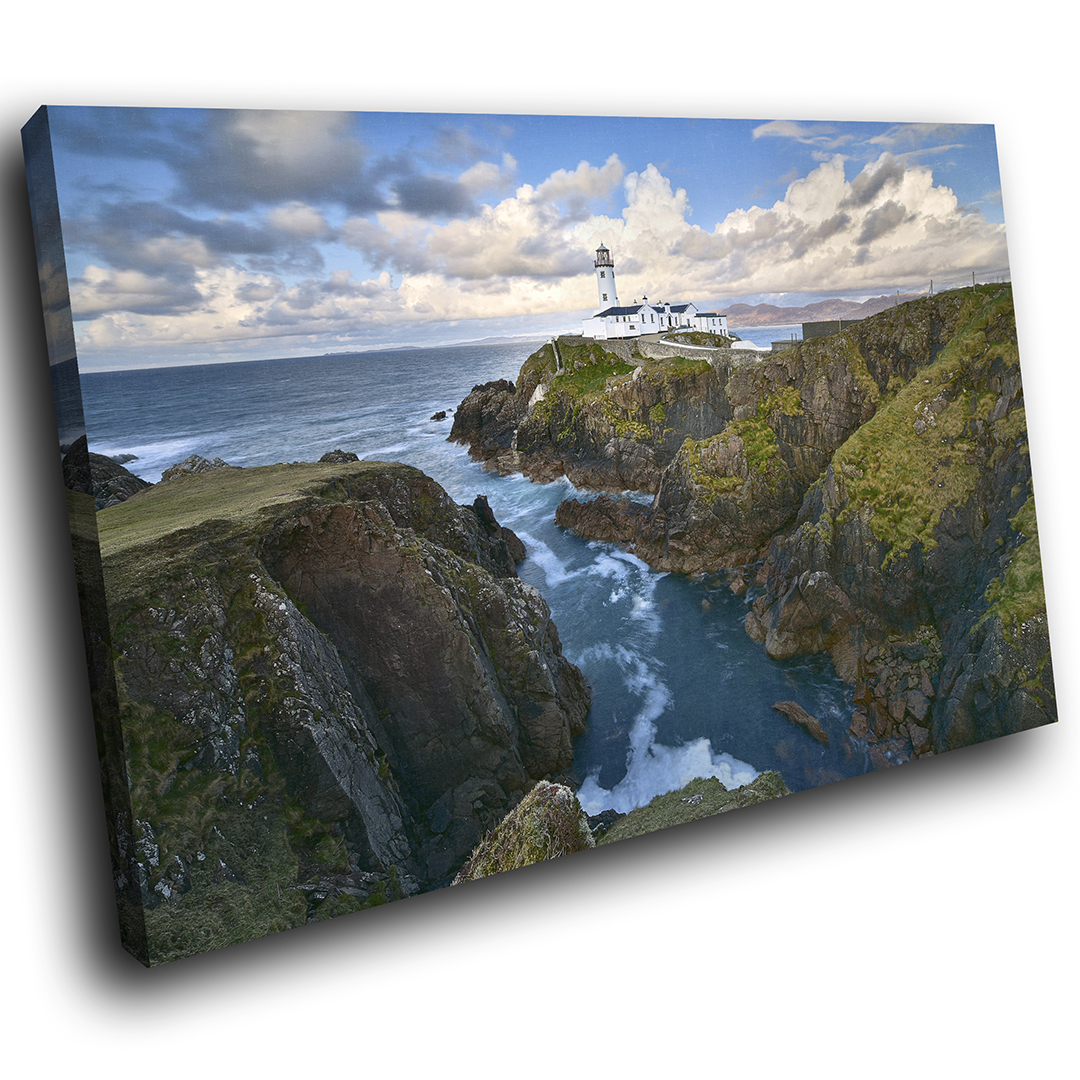 Green Blue White Lighthouse Scenic Canvas Wall Art Large Picture Prints