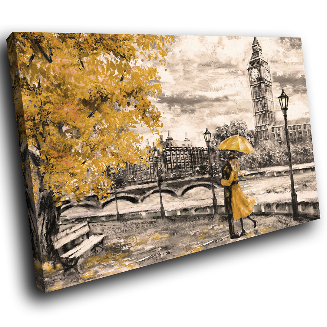 Portrait Scenic Photo Canvas Picture Print Wall Art Yellow Black White London 