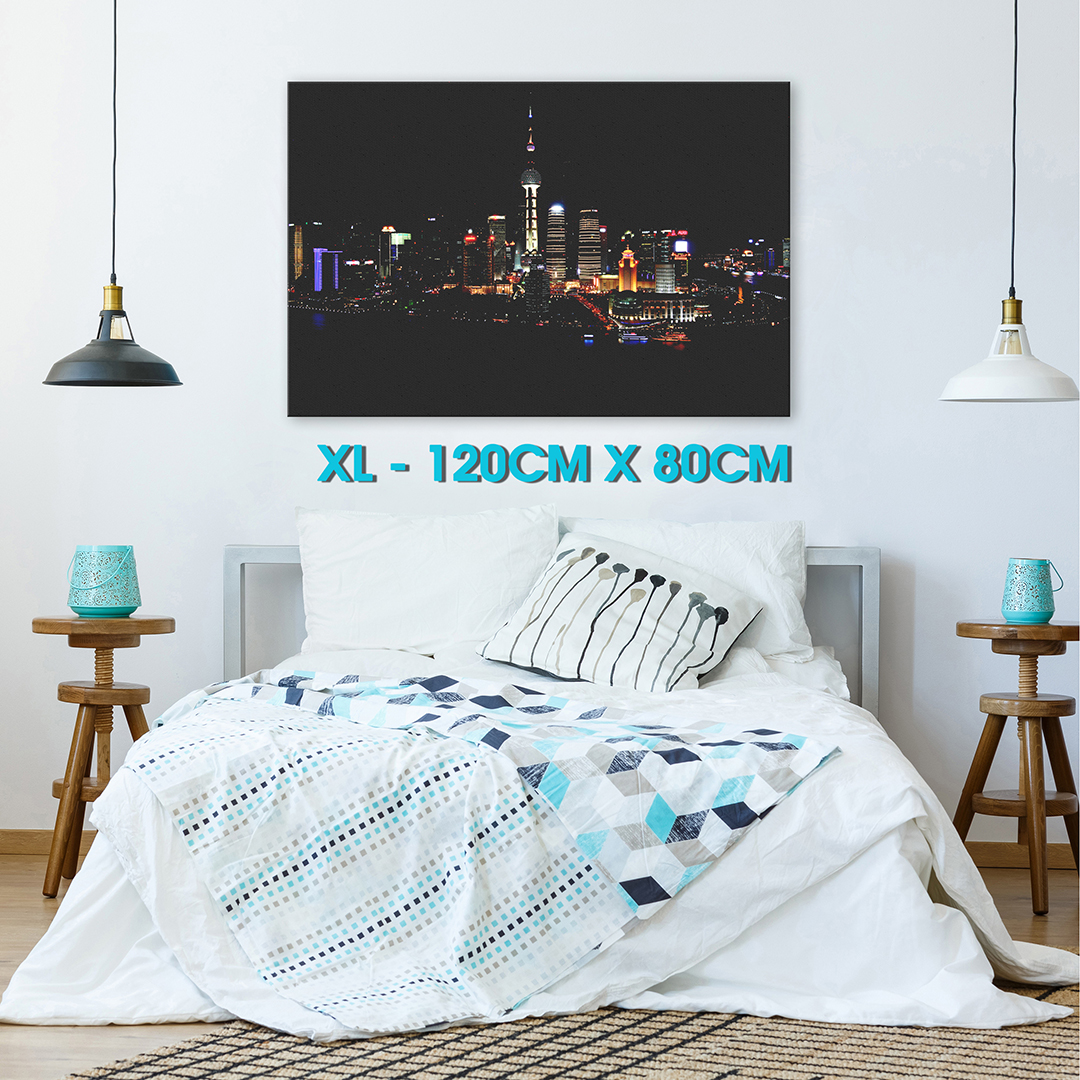 Colourful City Night Skyline Scenic Canvas Wall Art Large Picture Prints - Picture 4 of 7