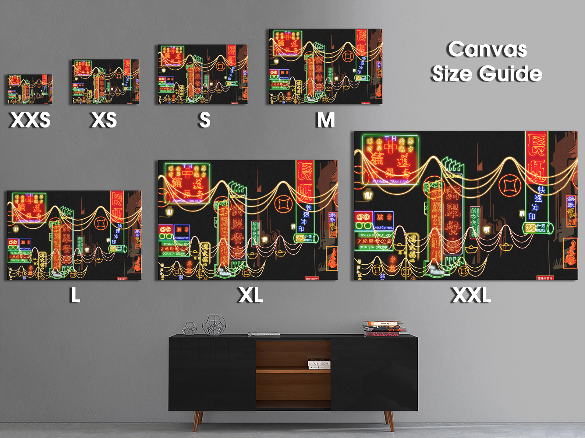 Colourful Chinese Words Cool Scenic Canvas Wall Art Large Picture Prints - Picture 2 of 7