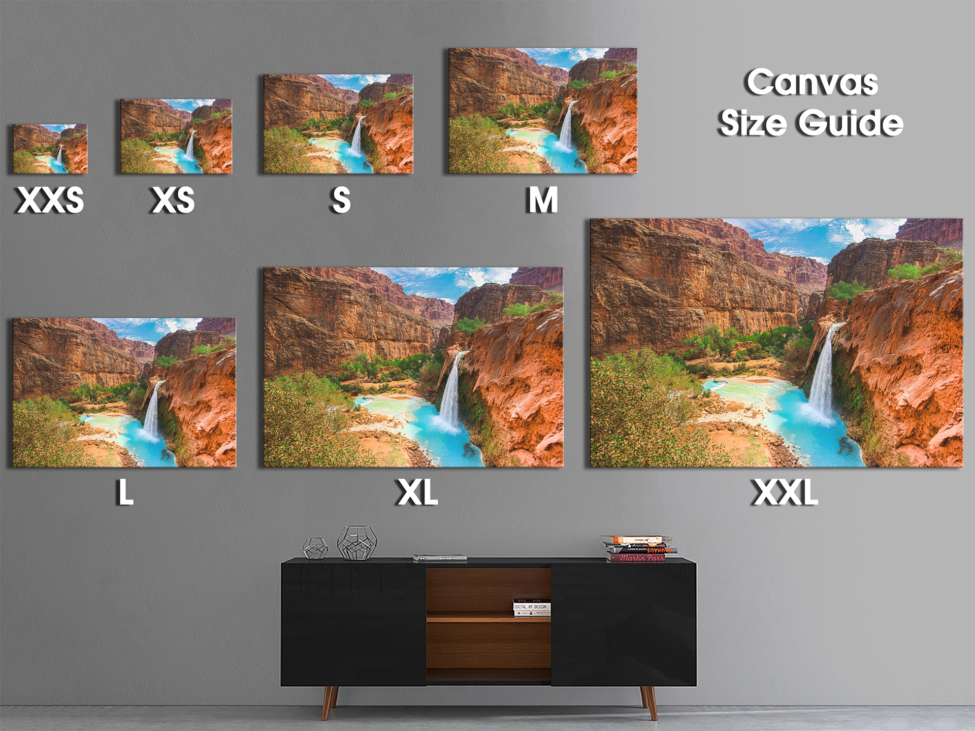 Portrait Scenic Photo Canvas Picture Print Wall Art Green Orange Pink Waterfall 