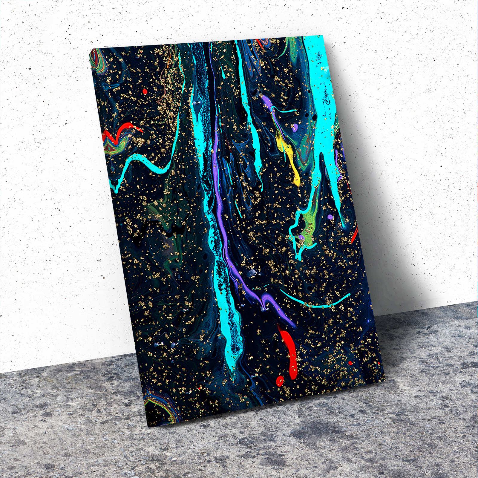 Black Blue Purple Portrait Abstract Canvas Wall Art Large Picture Prints - Picture 2 of 7