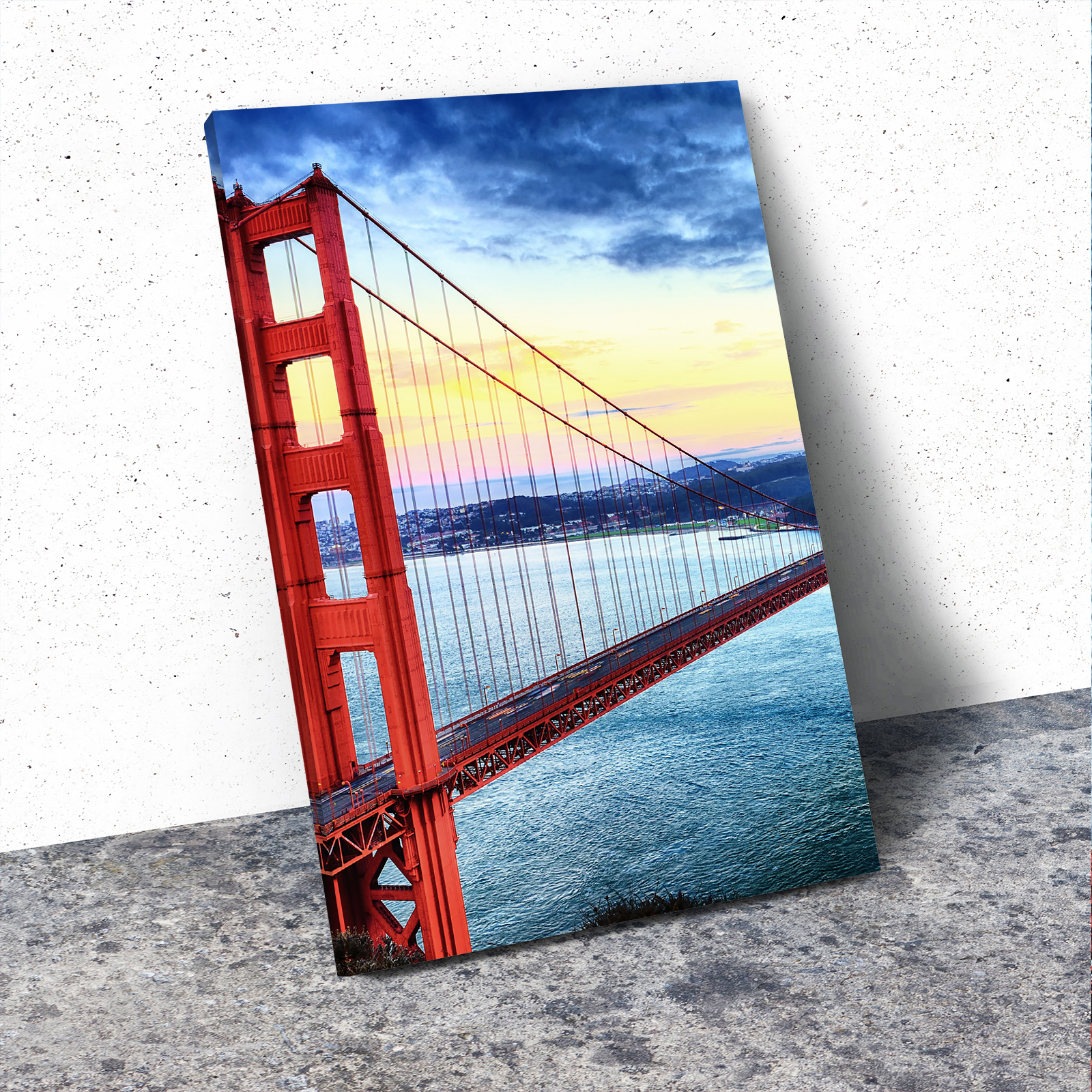 Golden Gate Bridge Retro Portrait Scenic Canvas Wall Art Large Picture Prints - Picture 2 of 7