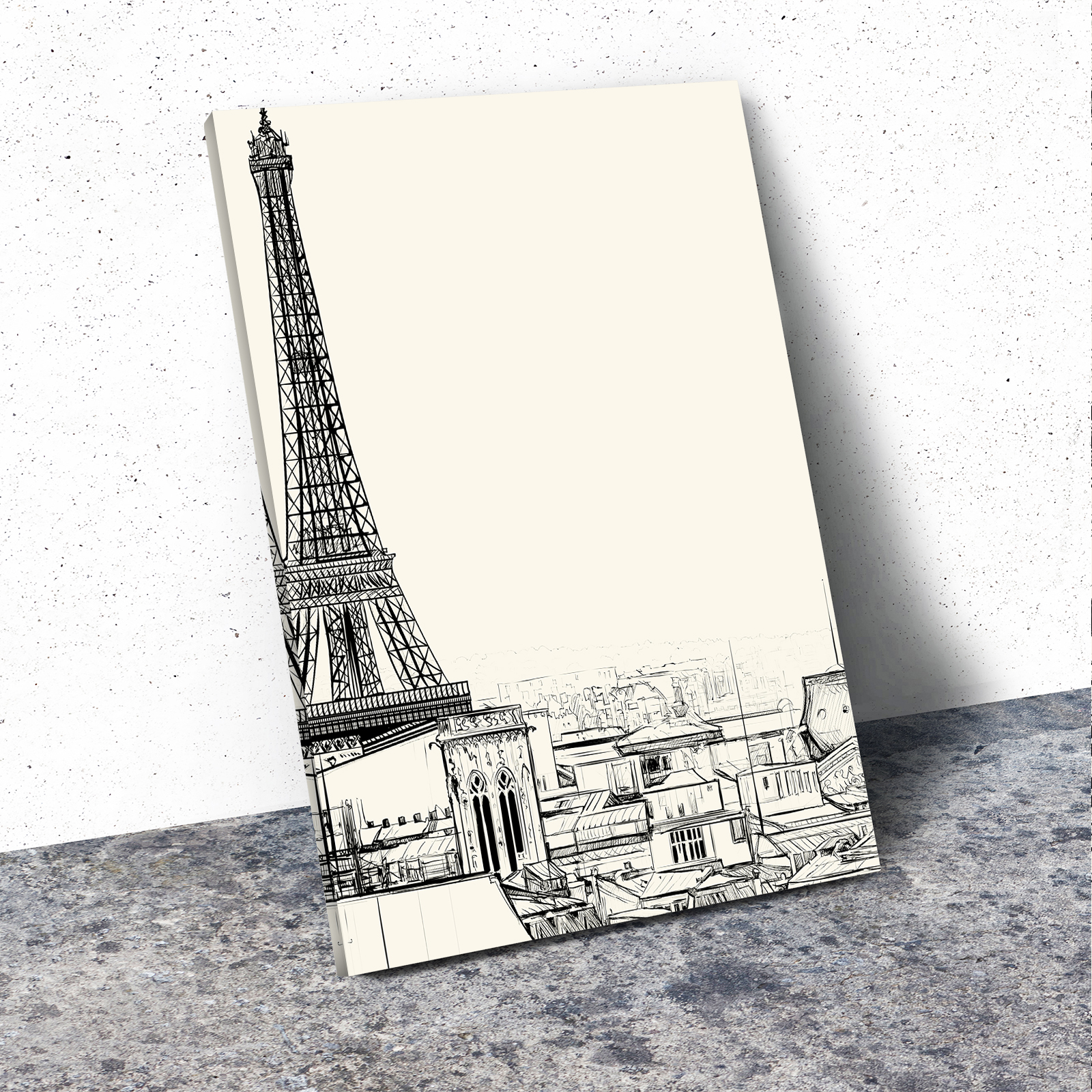 Black White Eiffel Tower Paris Portrait Scenic Canvas Wall Art Picture Prints - Picture 2 of 7