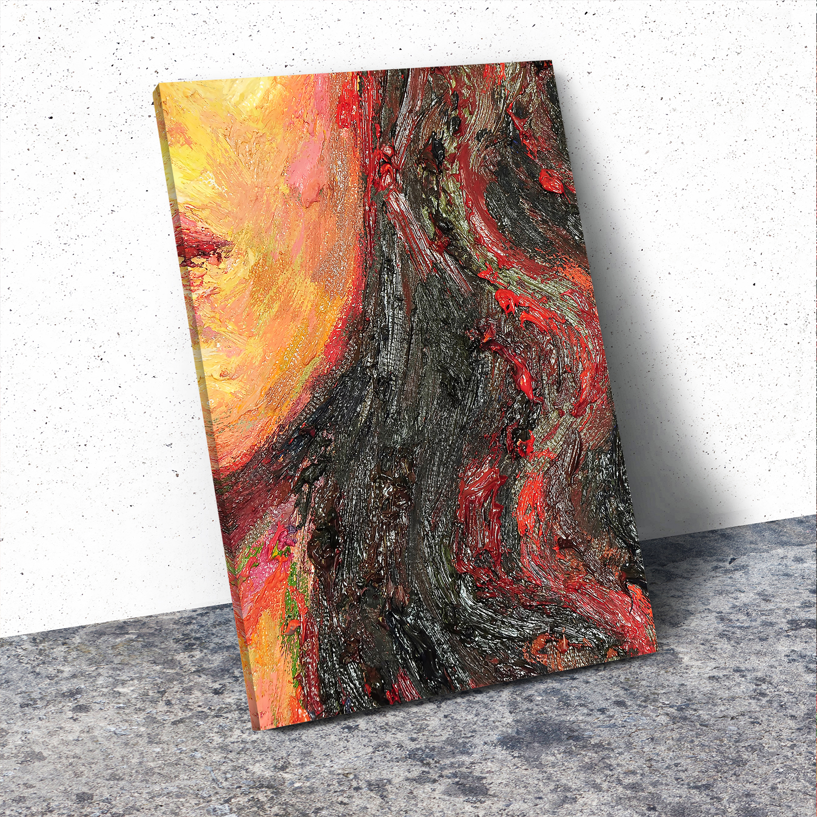 Red Black Orange Woman Face Portrait Canvas Wall Art Large Picture Prints - Picture 2 of 7