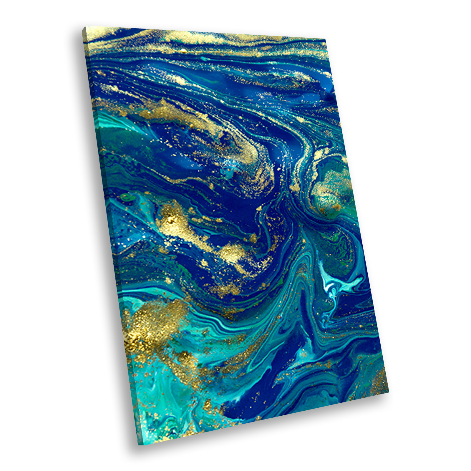 Blue Teal Yellow  Portrait Abstract Canvas Wall Art Large Picture Prints