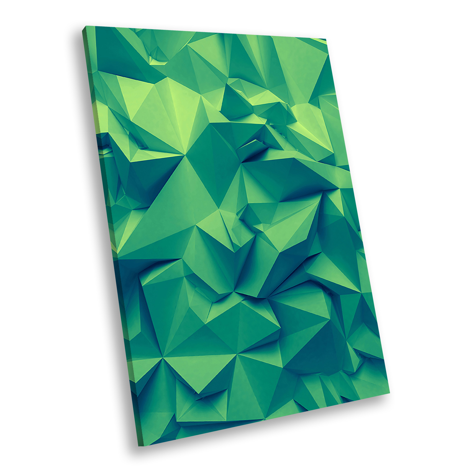 Green Geometric Cool Portrait Abstract Canvas Framed Art Large Picture