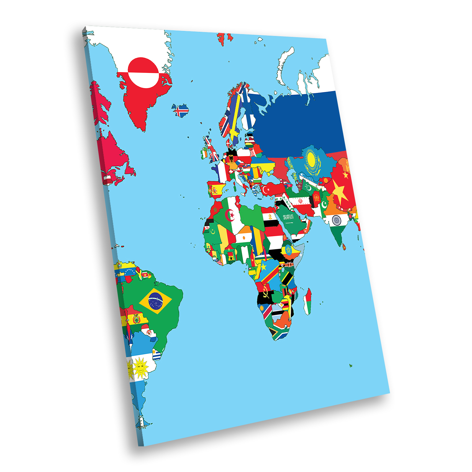 Blue Red Green Map Portrait Abstract Canvas Framed Art Large Picture