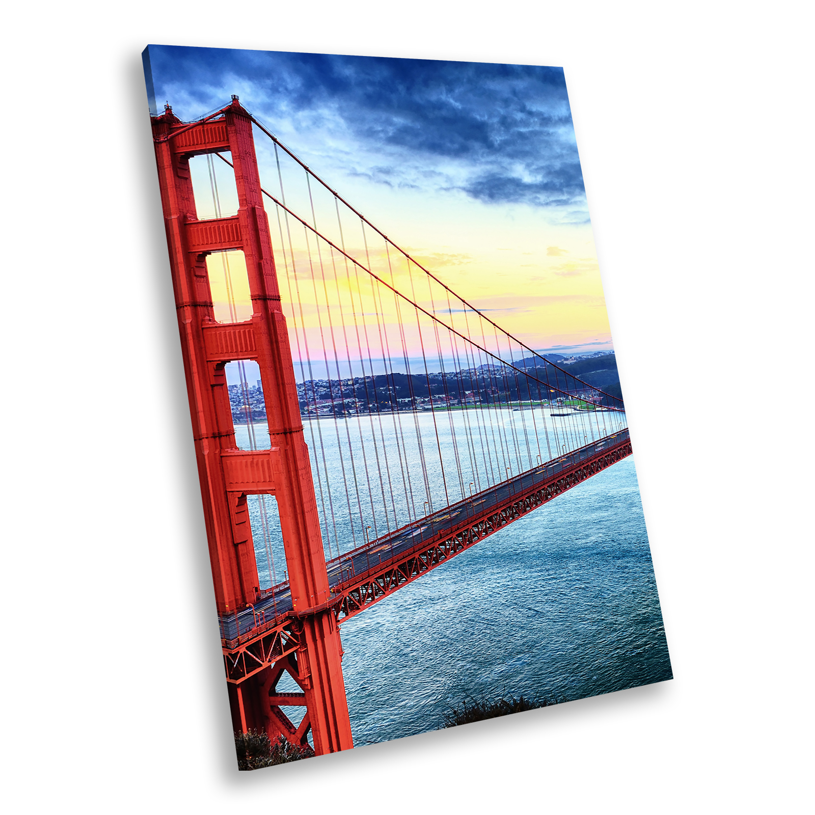 Golden Gate Bridge Retro Portrait Scenic Canvas Wall Art Large Picture Prints - Picture 1 of 7