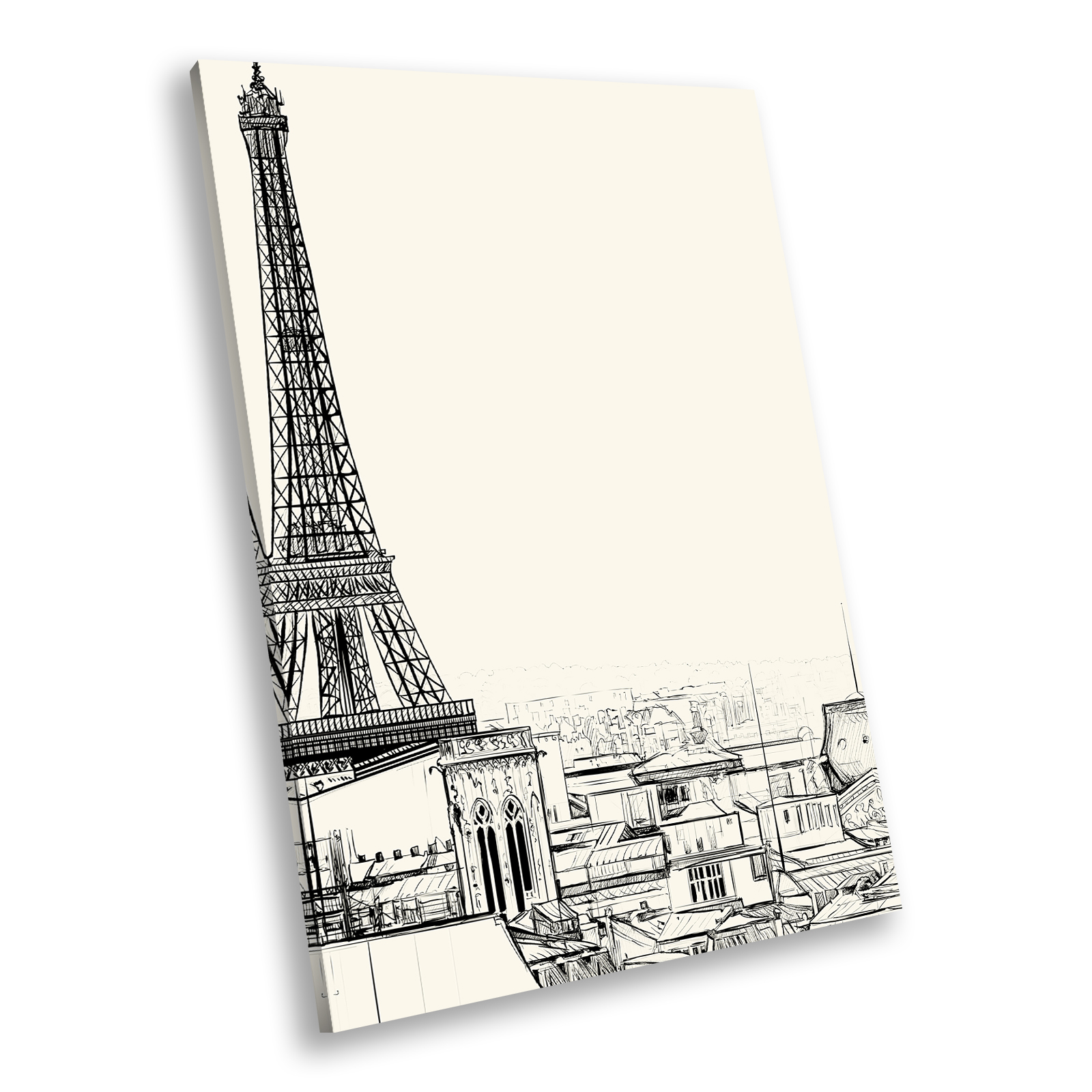 Black White Eiffel Tower Paris Portrait Scenic Canvas Wall Art Picture Prints - Picture 1 of 7
