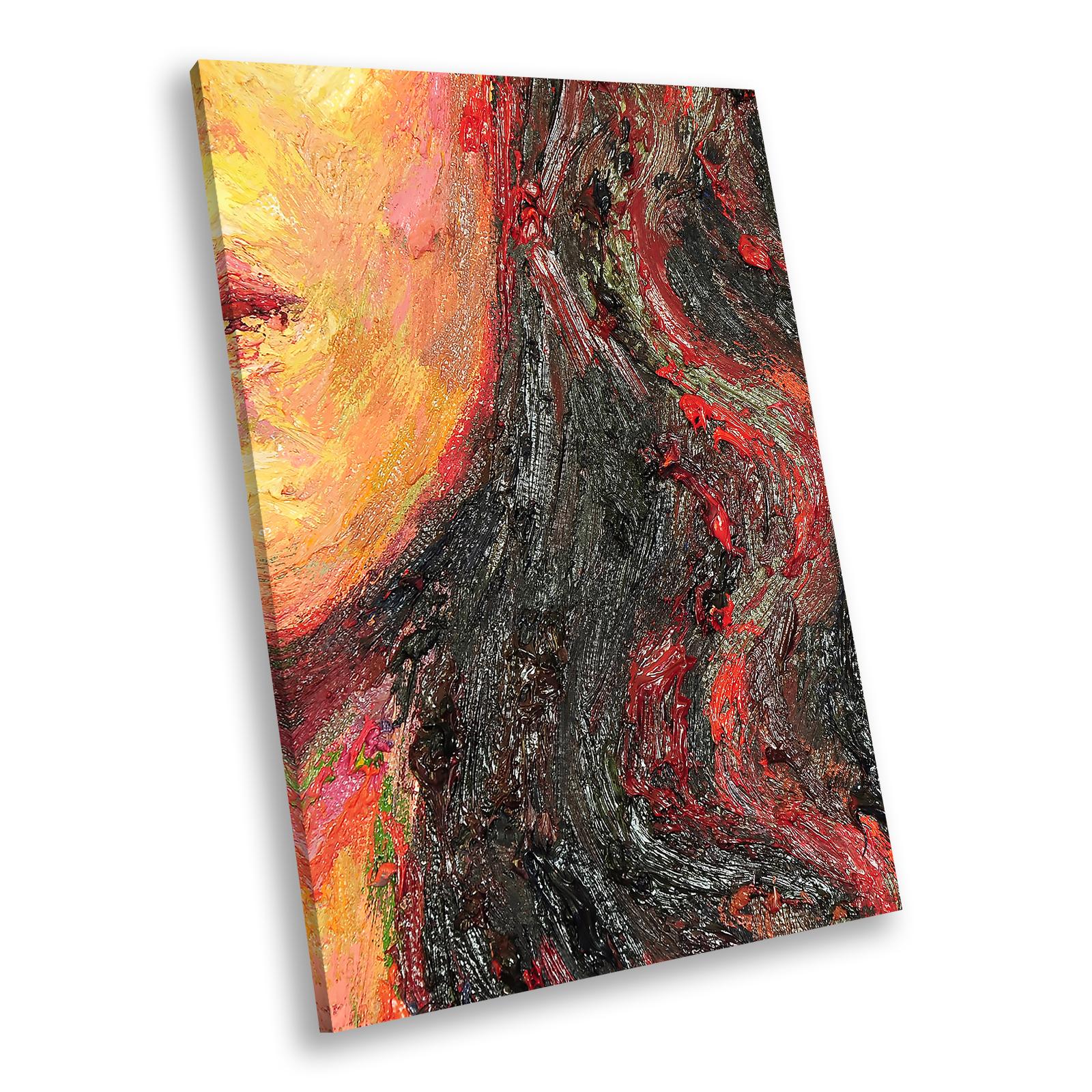 Red Black Orange Woman Face Portrait Canvas Wall Art Large Picture Prints - Picture 1 of 7