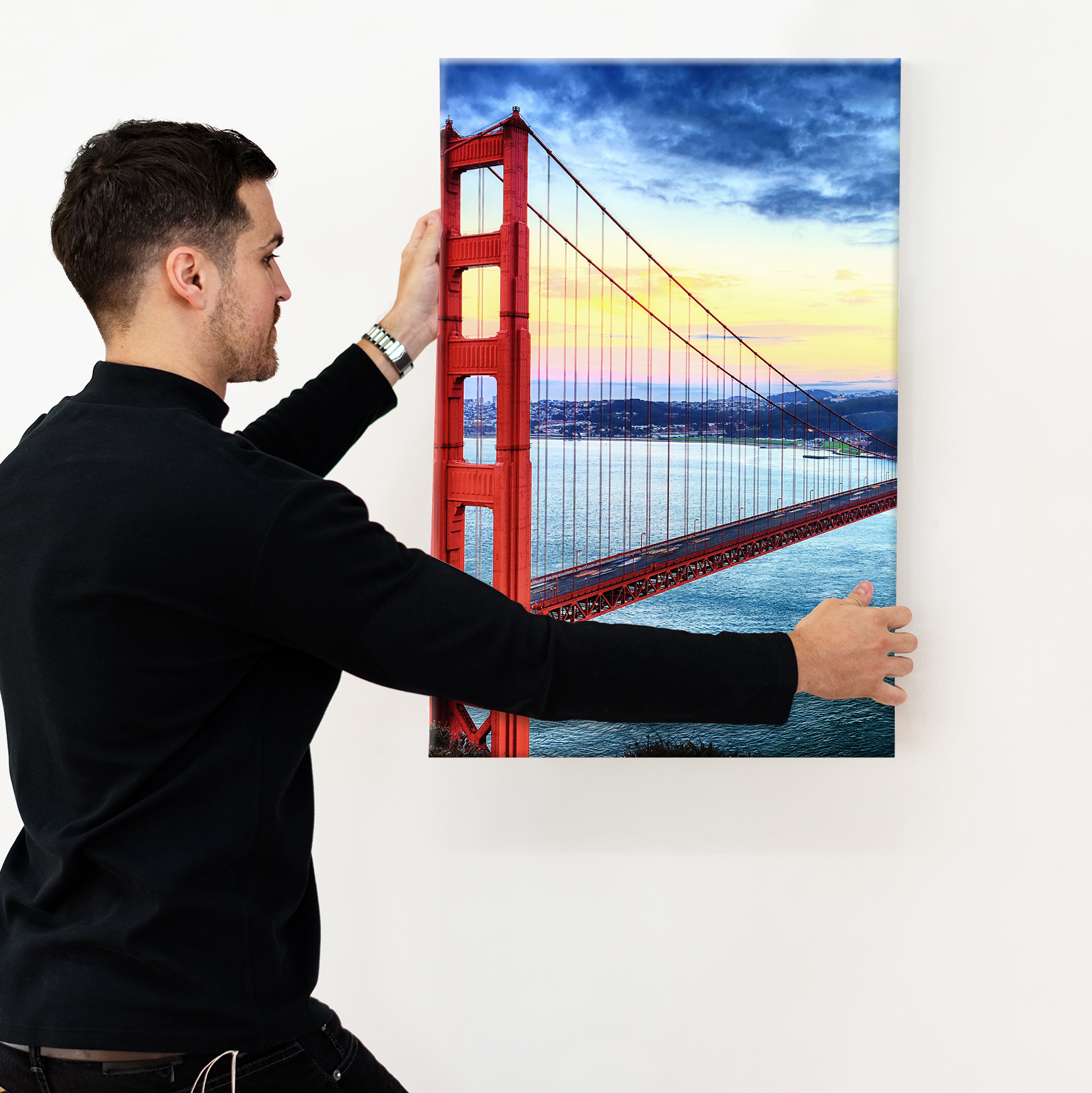 Golden Gate Bridge Retro Portrait Scenic Canvas Wall Art Large Picture Prints - Picture 3 of 7