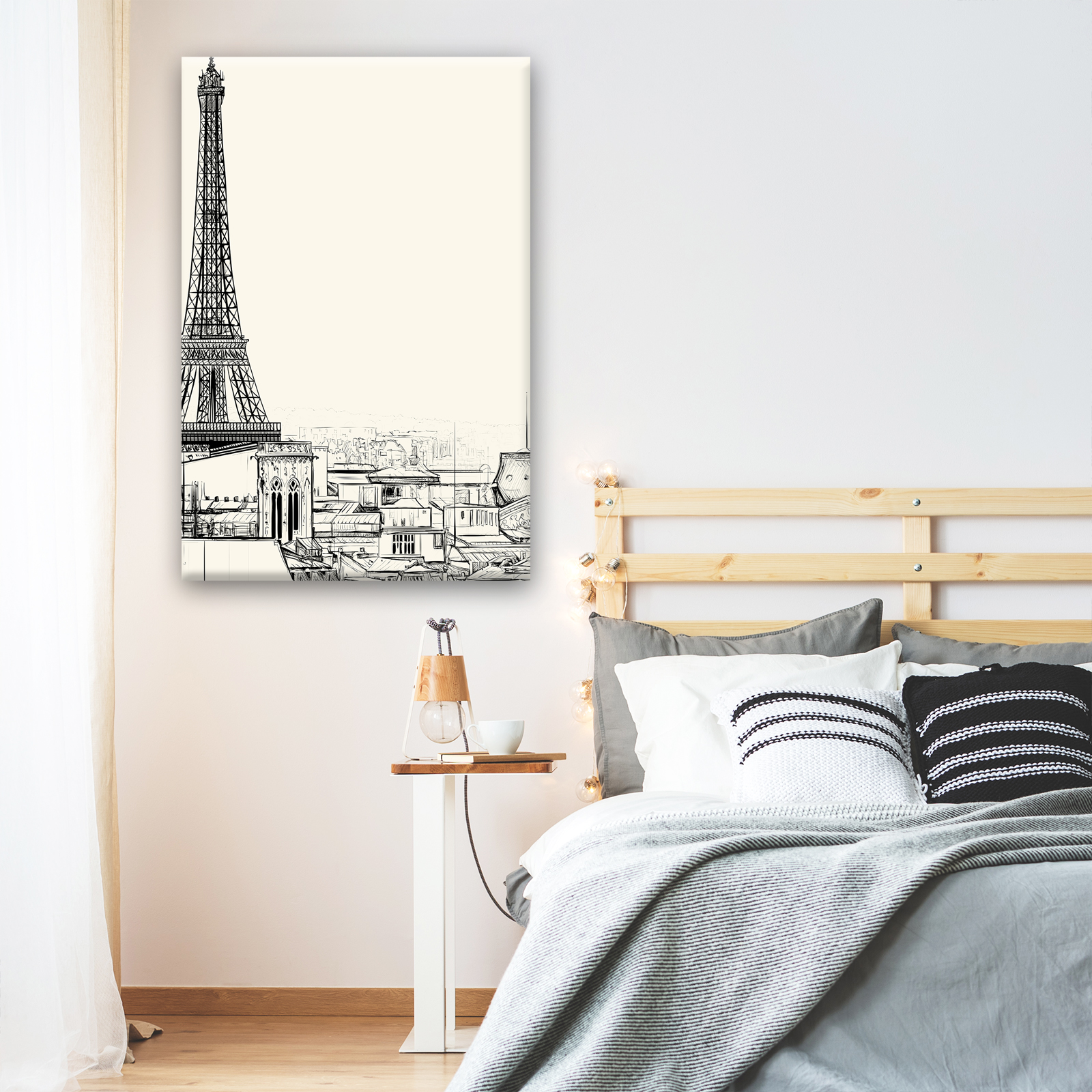 Black White Eiffel Tower Paris Portrait Scenic Canvas Wall Art Picture Prints - Picture 4 of 7